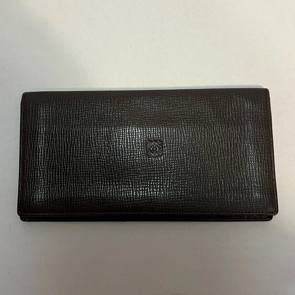 Loewe brown leather anagram bifold long wallet